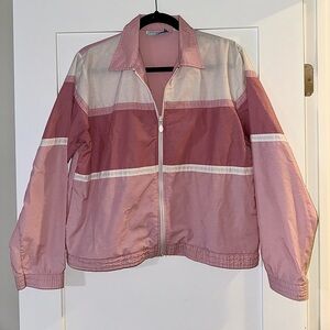Vintage 80s Goola Gong Pink Zip Up Wind Breaker Jacket Size Medium